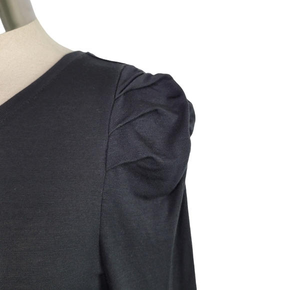 Banana Republic Threadsoft Pleated Shoulder Long Sleeve Stretchy Top XS Black - Picture 2 of 9